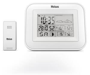 Stazione meteorologica wireless Mebus con sensore esterno, indicatore di comfort, visualizzazione di temperatura, umidità (sia interna che esterna), previsioni del tempo, fasi lunari / Materiale: plastica / Colore: bianco / Modello: 40649