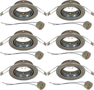 Set di 6 faretti da incasso rotondi in nichel opaco con presa in Vetroceramica GU10