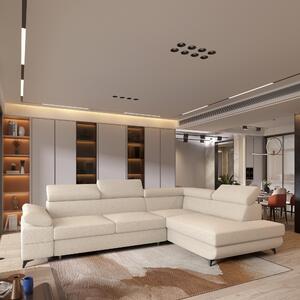 Divano angolare Masseno FAVIEN R-S con funzione letto a L, divano con box letto, divano da soggiorno, divano, divano letto, set di divani - crema, QUELLE 02