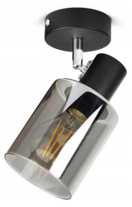 FKL DESIGN Home Deco lampada da soffitto plafoniera nera a 1 luce E27 con paralume in vetro della serie N535 (DRP1)