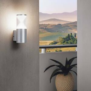 Lampada da parete per esterni a LED Helvella in acciaio inossidabile, trasparente satinato