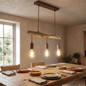 Lampada a sospensione, fascio naturale, cavo, ruggine, L 60 cm