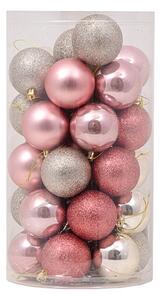 Palline decorative Rosa e Champagne per Albero di Natale Confezione 36 pz Viscio