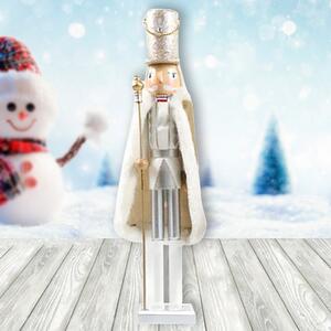 Schiaccianoci di Natale 50cm in legno Soldato di colore bianco e argento Wisdom