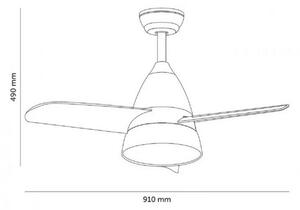 Lampadario Ventilatore da soffitto Niquel Silence 24W illuminazione Led regolabile con telecomando M LEDME