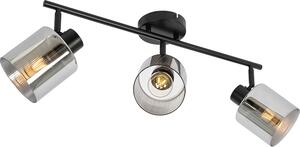 QAZQA - Faretto da soffitto Art Deco nero con vetro fumé a 3 luci con fascio luminoso regolabile - Laura I Soggiorno I Camera da letto - Oblungo - LED adatto E27