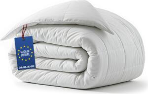 Copertura per letto, adatta a tutte le stagioni, 220x240 cm, in microfibra, colore bianco, piumino trapuntato, Oeko-Tex