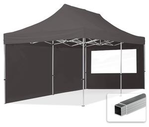 TOOLPORT 3x6m gazebo pieghevole con laterali (finestre panoramiche), ECONOMY alluminio, grigio scuro