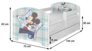 Letto per bambini con barriera - Minnie Mouse - impiallacciatura in pino norvegese - letto senza spazio di archiviazione 140x70 cm