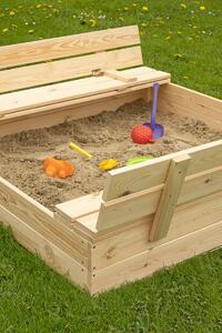 Recinto con sabbia per bambini chiudibile con panchine - 120x120 cm