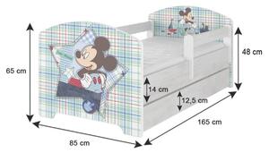 Letto per bambini con barriera - Minnie Mouse - impiallacciatura in pino norvegese - letto senza spazio di archiviazione 140x70 cm