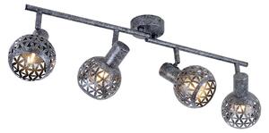 Lampada a soffitto, colore grigio anticato, faretti orientabili, lunghezza 75,2 cm