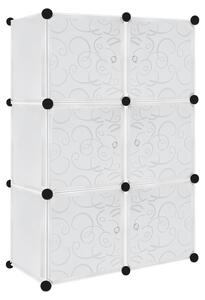 Organizzatore per armadi fai-da-te QEENTOE, con asta appendiabiti, adatto per riporre abiti, scarpe e libri, composto da 6 scomparti, colore bianco