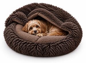 Cuccia confortevole per gatti, piccola cuccia per cani, rifugio a forma di grotta, divanetto imbottito, 80 cm, colore marrone