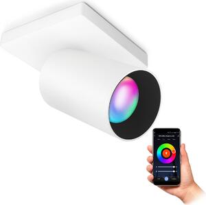 SSC-LUXon ALVO 1 faretto da soffitto e parete LED bianco incl. Wifi Lampada Smart RGB GU10 5W - Faretto orientabile compatibile con Alexa, Siri e Google