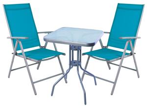 Set di sedute da bistrot Set da bistrot 3 pezzi grigio argento / petrolio