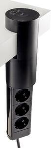 Presa multipla da tavolo a 3 vie con cavo da 3 m, interruttore, USB-A, USB-C, 20 W PD, staffa di fissaggio per tavolo, piano di lavoro o scrivania, nera