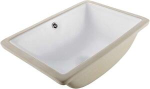 Lavabo da incasso - Lavabo rettangolare in Vetroceramica - 46 x 33 cm - Con troppopieno - Per bagno e bagno degli ospiti - Facile montaggio da incasso - Bianco