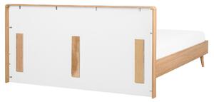 Letto a doghe in legno chiaro e testiera bianca 160 x 200 cm design scandinavo Beliani