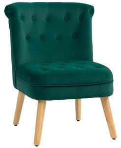 HOMCOM Poltrona per Salotto in Velluto con Seduta Imbottita e Trapuntata a Bottoni, 60x66x79 cm, Verde