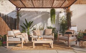 Salotto da giardino Solaris NATERIAL in legno con cuscini in poliestere beige per 4 persone
