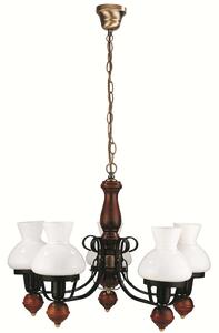 Rabalux 7079 Lampadario 5 spot Petronel, E27 legno, nero, rotondo, classico, ø640mm