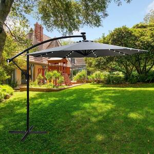 Ombrellone orientabile MILANOR con illuminazione a LED - grigio chiaro