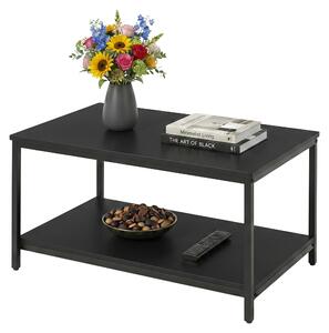 Tavolino Relaxdays, con ripiano, in legno e metallo, con vano portaoggetti, A x L x P: 42 x 80 x 50 cm, tavolino da salotto, nero