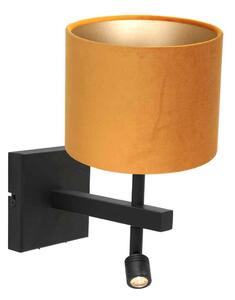 Steinhauer - lampada da parete - Stang - nero - metallo velluto - lampada da letto - LED_E27 - 8207ZW