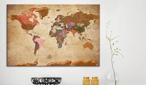 Quadro Di Sughero - World Map - Brown Elegance [cork Map] 90x60cm Erroi