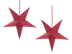 Set di 2 stelle LED in carta di colore rosso brillante 45 cm velluto decorazione di Natale Beliani