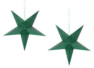 Set di 2 stelle LED in carta di colore verde brillante 45 cm velluto decorazione di Natale Beliani