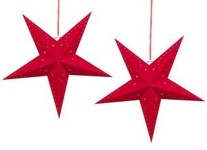 Set di 2 stelle LED in carta di colore rossa 60 cm velluto decorazione di Natale Beliani