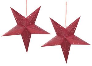 Set di 2 stelle LED in carta di colore rossa brillante 60 cm velluto decorazione di Natale Beliani