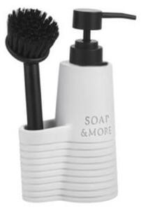 Dispenser di Sapone DKD Home Decor Nero Bianco Resina ABS (12,6 x 11,4 x 18,6 cm) (2 Unità)