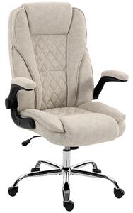 HOMCOM Poltrona da Ufficio, Sedia da Ufficio Ergonomica, Altezza Regolabile, Braccioli Reclinabili, 70x70x114-122 cm, Beige | Aosom Italy