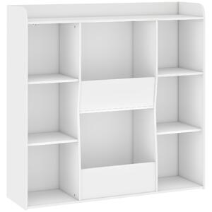 AIYAPLAY Mobile Contenitore per Bambini, Libreria per Bambini con 8 Scomparti e Ripiano Superiore, 104x29x101,5 cm, Bianco | Aosom Italy