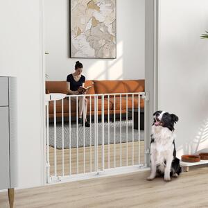 AllMyPets Cancelletto di Sicurezza per Cani 74.5-111.5x74.5 cm Chiusura Automatica Apertura con una Mano colore Bianco