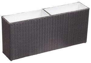 Letto Rialzato da Giardino 2 Vasi 90x20x40 cm Polyrattan Nero