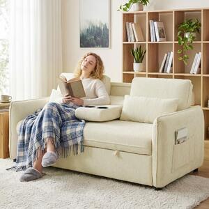 DecHome Divano Letto 2 Posti Moderno in Ciniglia Dimensioni 166x90x84 cm colore Beige