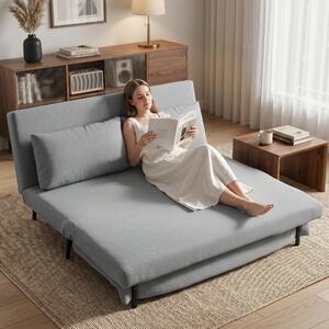 DecHome Divano Letto Clic-Clac 2 Posti Moderno in Tessuto Dimensioni 135x90x78 cm colore Grigio Chiaro