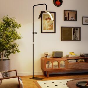 DecHome Lampada da Terra LED con Testa a Mezza Luna Altezza e Temperatura colori Regolabili Telecomando colore Nero