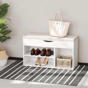DecHome Panca Scarpiera 2 Ripiani 1 Vano superiore a Scomparsa Dimensioni 80x30x47 cm colore Bianco
