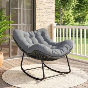 VivaGarden Poltrona da Esterno in Rattan PE con Cuscino Dimensioni 87x110x70 cm colore Grigio Scuro