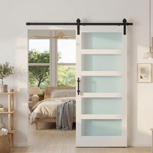 DecHome Porta Scorrevole in Vetro Satinato con Binario e Kit Ferramenta in Legno 91.2x3.5x213.4 cm Multicolore