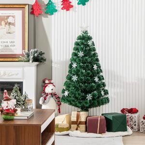 Costway 120cm Albero di natale artificiale in fibra ottica con 125 rami, 18 luci LED fiocchi di neve e stella