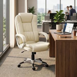 Icon Space Sedia da Ufficio Ergonomica in Ecopelle con Braccioli colore Beige
