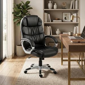 Icon Space Sedia da Ufficio Ergonomica in Ecopelle con Braccioli colore Nero
