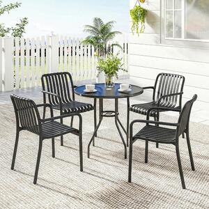 VivaGarden Sedia per Esterni Impilabile Set 4 Sedie da Giardino in PP Dimensioni 55x58.5x81.5 cm colore Nero