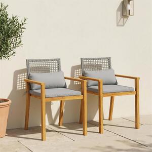 VivaGarden Sedia per Esterni Set 2 Sedie da Giardino in Legno di Acacia Dimensioni 59x55x86 cm colore Legno Naturale